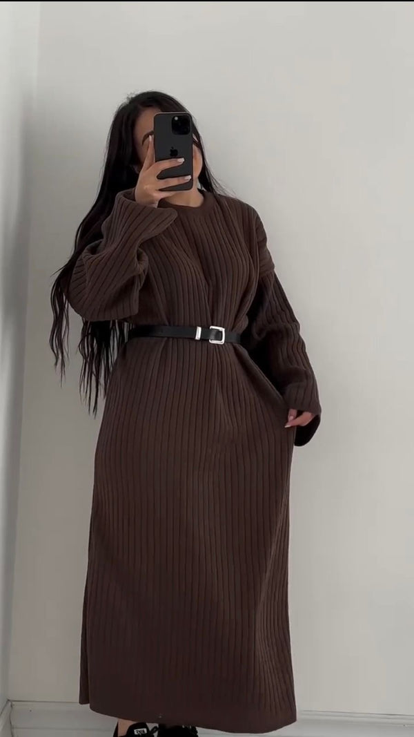 Robe pull élégance choco