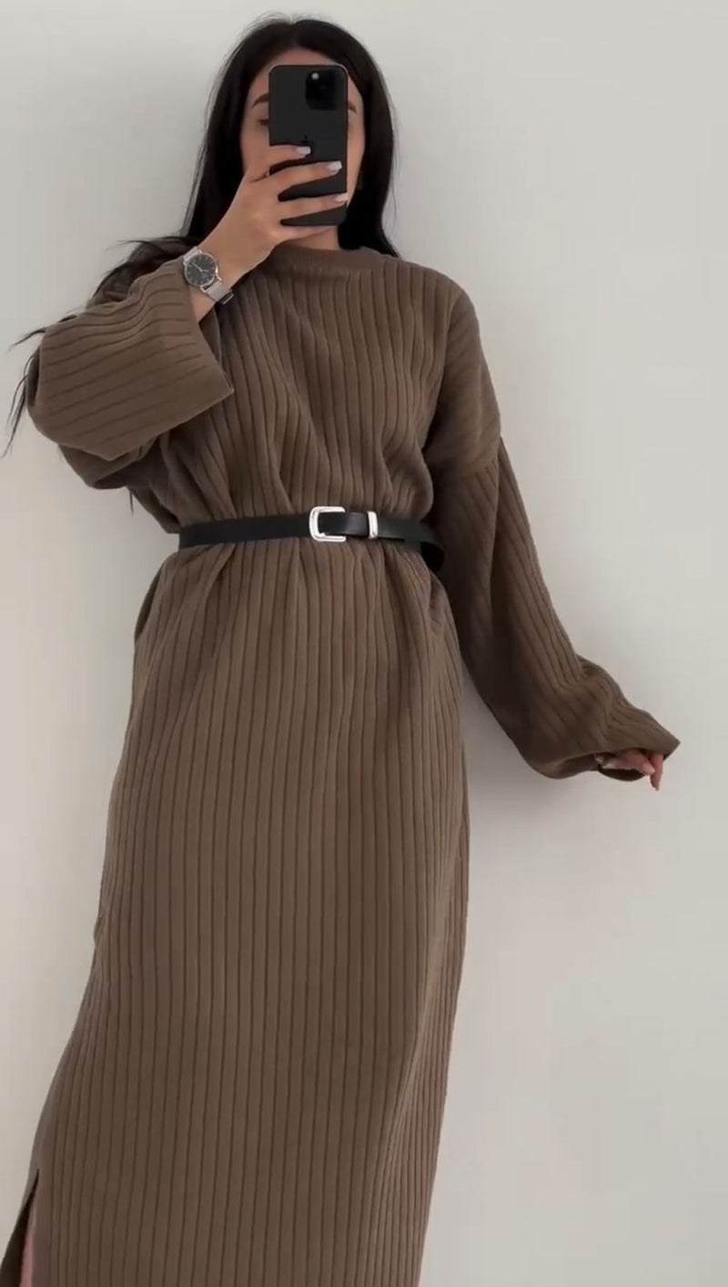 Robe pull élégance choco